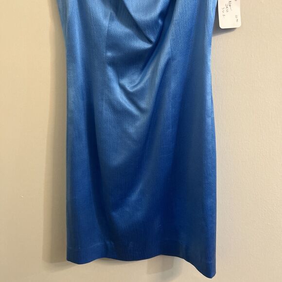 100% Silk Worth New York Size 2 Blue Sleeveless Draped Sheath Dress NWT - Picture 4 of 7